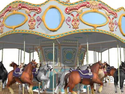 Carousel Rigged Low-poly 3D model