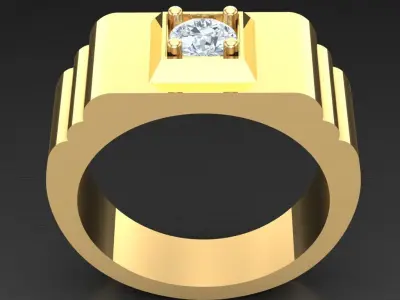 Light Gold Diamond Men Ring 2MR088 3D model