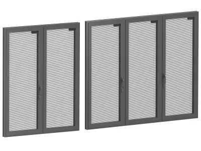 Panoramic windows and doors with built-in blinds 3D model