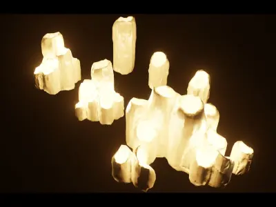 Candle Set lamp with crystals in it Low-poly 3D model