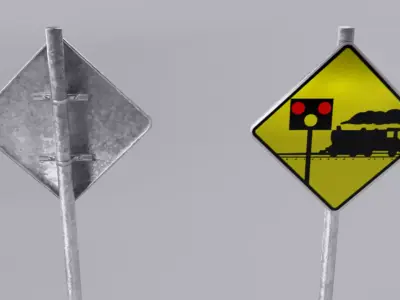 Informative Traffic Signs Low-poly 3D model