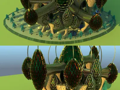 ARENA futuristic building with trees 3D model