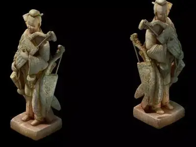 Game model - holding a bow stone statue 3D model