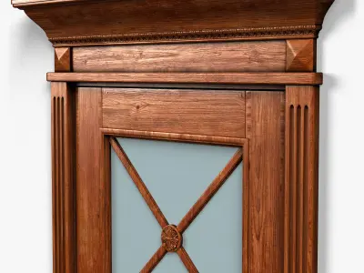 Door0034 wooden door with glass panels 3D model