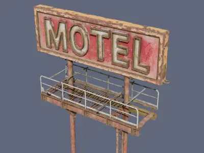 Old Motel Sign Low-poly 3D model