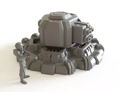 Sci fi turret emplacement 02 for tabletop scenery 3D print model
