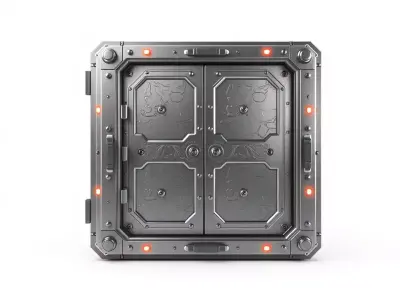 SciFi Vault Door Model Pack with Red LED Lights Low-poly 3D model