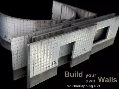 Wall modular - PBR - Game-ready Low-poly 3D model