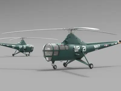  Navy Helicopter Sikorsky H-5 Green Rigged 