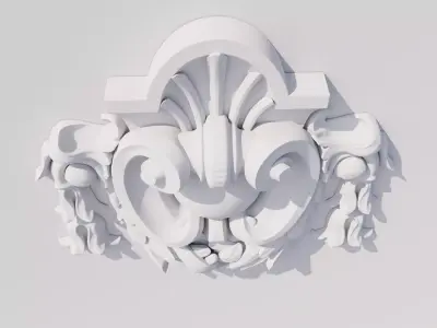 Custom made cartouche baroque architecture detail 3D model