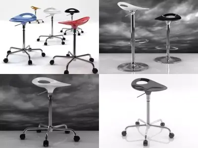 Samba four different bar stools 3D model