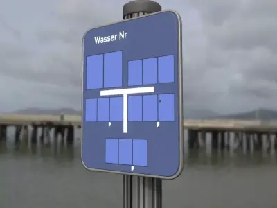 Hinweisschild Wasser mit Pfosten und Rahmen Low-poly 3D model