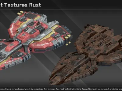 Scifi SpaceshipWreckage Debris Kit Low-poly 3D model
