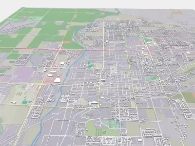 Cityscape Porterville United States 3D model