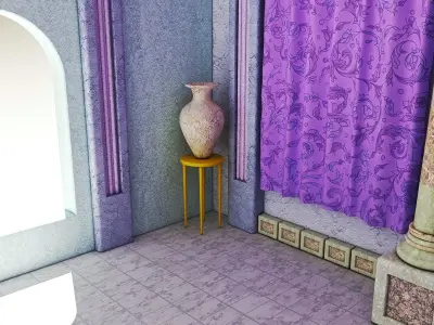 hall of a Greek palace Low-poly 3D model