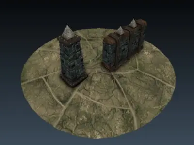 Lowpoly Column and Wall Low-poly 3D model