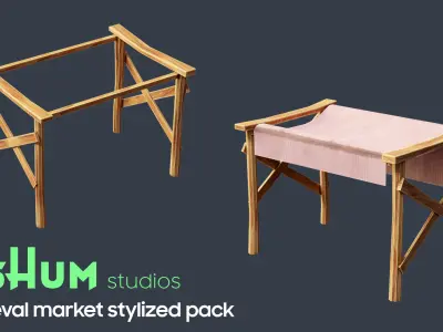 Medieval Stylized Market Set  Low-poly 3D model