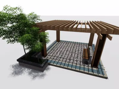 wood trellis 3D model