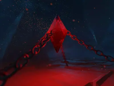 3D Crystal diamond hanging from chains 3D model