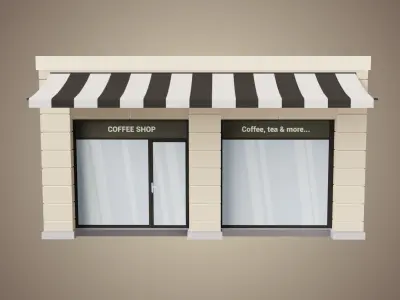 Coffee Shop Low Poly 01 Low-poly 3D model