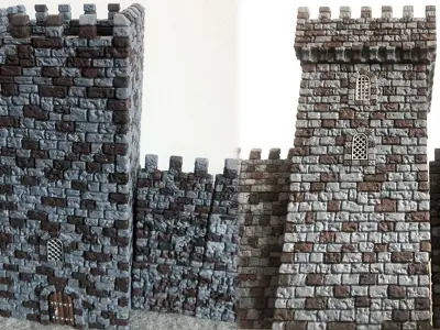 Castle builder - Large square towers 3D print model