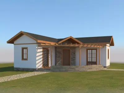 Prefabric House With Pergola 3D model
