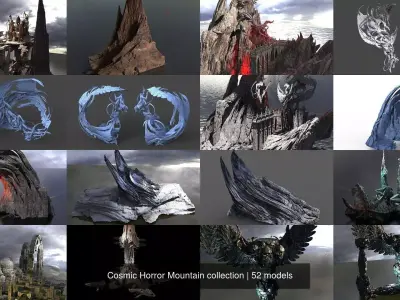 Cosmic Horror Mountain collection 3D Model Pack