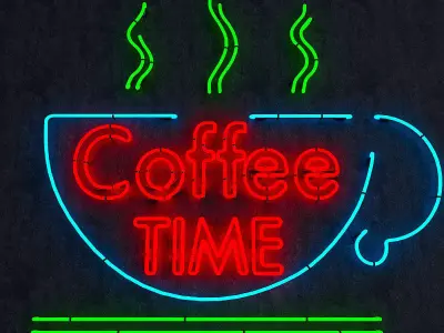 Coffee Time Neon Sign Low-poly 3D model