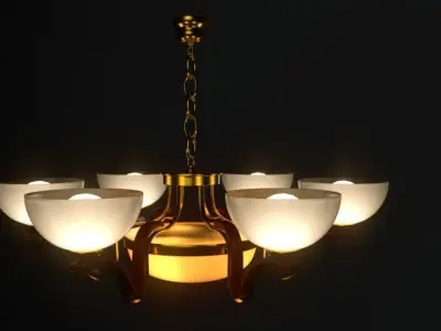 Chandelier with four glass cups Free 3D model