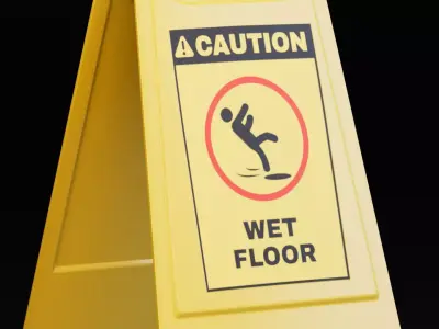 Caution Wet Floor Sign Free low-poly 3D model