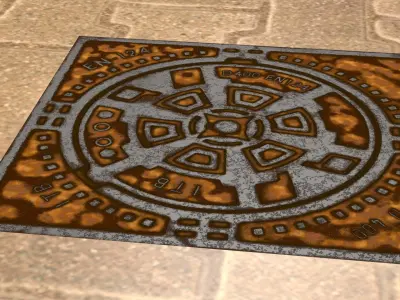  Sewer cap Low-poly 3D model