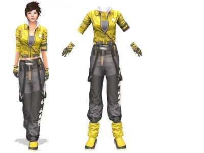 Space Mechanic Girl Outfit Low-poly 3D model