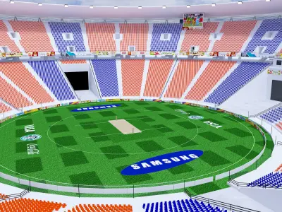 Cricket Stadium Low-poly 3D model