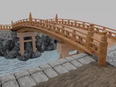 Kamihahi bridge in Japan 3D model
