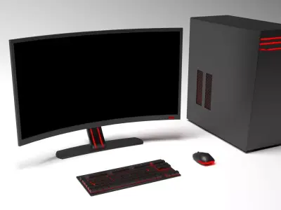 Computer Full Set Low-poly 3D model