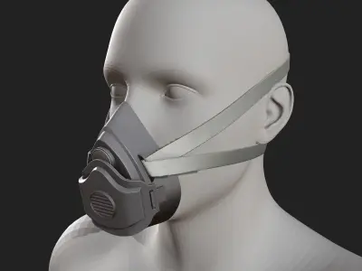 Gas mask helmet 3d model military combat isolated equipment  Low-poly 3D model