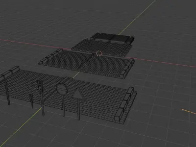 Simple modular street pack Free low-poly 3D model