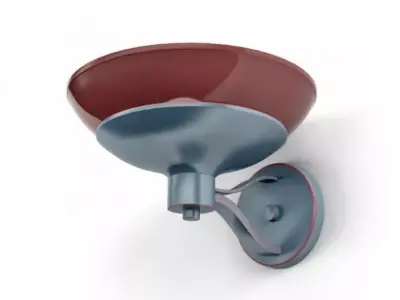 Maroon And Gray Metal Wall Light Fixture 3D model