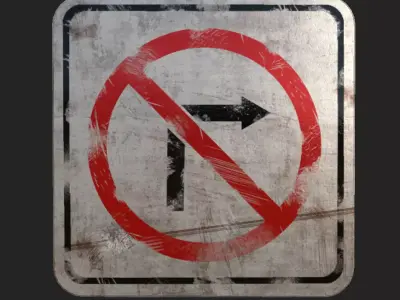 Old Traffic Sign Low-poly 3D model