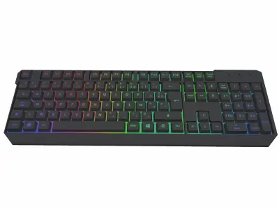 RGB Mechanical Gaming Keyboard switched On Low-poly 3D model