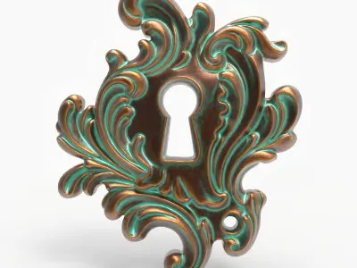 Baroque Keyhole Ornate Rococo Plate Vintage Furniture Detail 3D print model