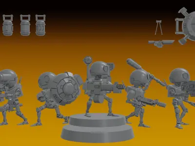 SERVOCORE COLLECTIONS -ASSISTANT DROID SQUAD-Whole AND in parts 3D print model