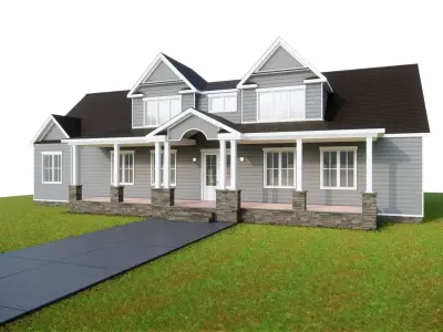 Classic Style Porch Family House 3D model