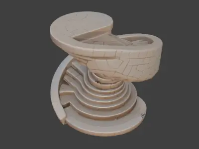 Spiral Stone Staircase Game-Ready 3D Model with PBR Textures Low-poly 3D model