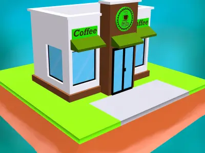 Coffee shop  Low-poly 3D model
