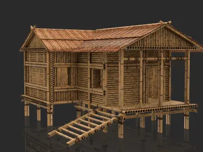Bamboo House 2 - Jungle Hut 3D model