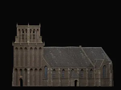 Medieval Church Low-poly 3D model