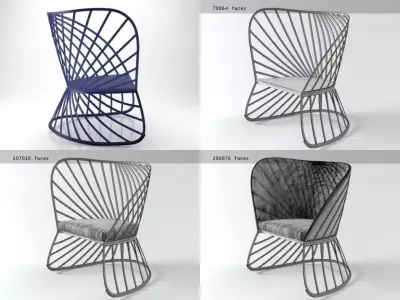 Sol two chairs with cushion 3D model