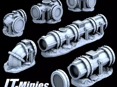 Modular Imperial Pipe Barricade Set 28 32mm 3D print model