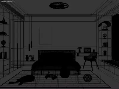 Modern Kids Bedroom with Study Nook and Playful Decor 3D model